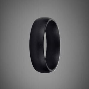 Mens Durable & Flexible Black Silicone Wedding Band Size 9